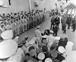 Japan's Foreign Minister Mamoru Shigemitsu signs the surrender document, 2 September 1945.