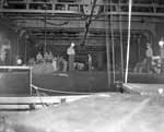 Enterprise's aft hangar deck, showing bulge caused by bomb damage, 24 August 1942.