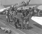 Scene from the movie "Dive Bomber", filmed aboard Enterprise CV-6 in April 1941.