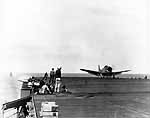 A Scouting Six SBD returns from a search as Task Force 16 closes on Japan, 17 April 1942.