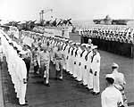 Rear Admiral Matthias Gardner conducts inspection, Enterprise CV-6, undated.