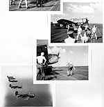 Scenes of plane launching operations aboard Enterprise CV-6, October 1944.