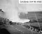 Kamikaze crashes just 15 feet off Enterprise CV-6's port quarter, 30 October 1944.