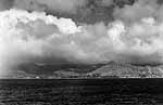 Diamond Head, Hawaii, as seen from Enterprise CV-6 as she enters Pearl Harbor for the last time.