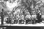 Enterprise CV-6's "Hellcats" Band playing at a luau, July 1944.