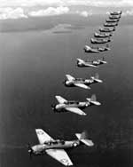 Torpedo Ten Avengers in formation over Espiritu Santo, March 1943.