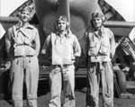 LT(jg) Gilbert S. Blake (center) and his VT-10 air crew, in spring 1944.