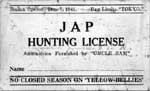 An original 'Hunting License', issued aboard Enterprise CV-6, immediately following Pearl Harbor.