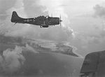 US Navy SBD dive-bombers over Wake Island, October 1943.