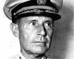 Admiral Raymond Ames Spruance, photographed 23 April 1944, probably in Majuro Atoll.