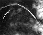 Japanese carrier Akagi and a destroyer evade attack of Army B-17 bombers, 4 June 1942.