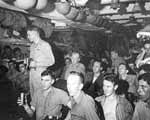 VT(N)-90 enlisted men pack in their Ready Room to enjoy a party thrown by the squadron officers.