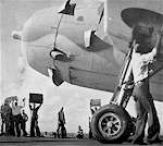 An VT-10 TBF Avenger prepares for launch, during the Battle of Santa Cruz, 26 October 1942.