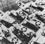 Fighting Six Wildcats on Enterprise CV-6's flight deck, following the March 1942 Marcus Island Raid.