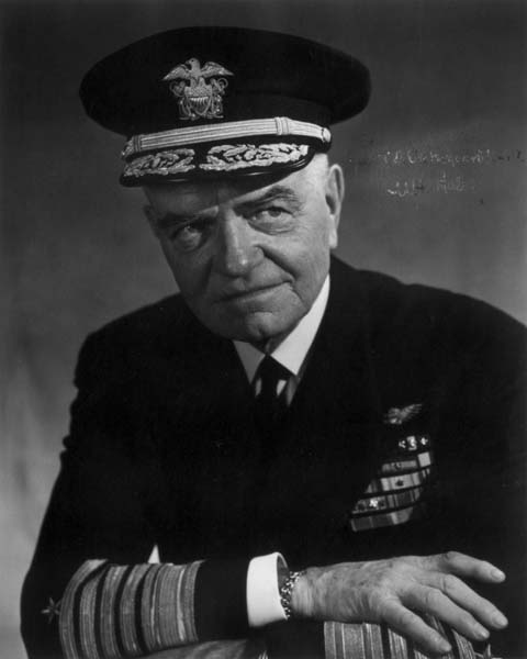 Fleet Admiral William F. Halsey. Enterprise CV-6 was Halsey's flagship early in the war.