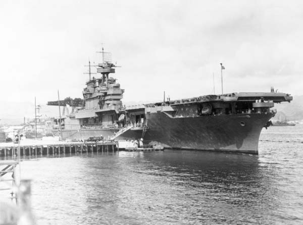 Enterprise CV-6 in Pearl Harbor, probably in early April 1942.