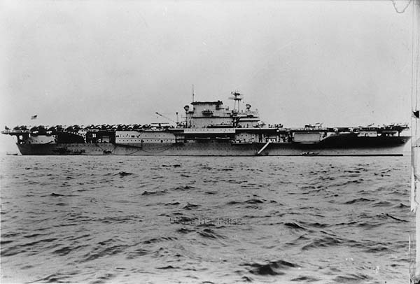 Classic prewar profile of Enterprise CV-6, from her starboard side.