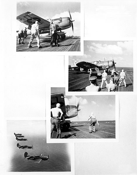 Scenes of plane launching operations aboard Enterprise CV-6, October 1944.