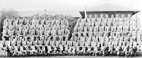 Night Air Group 90 pilots and officers, photographed at Barbers Point NAS, November 1944.