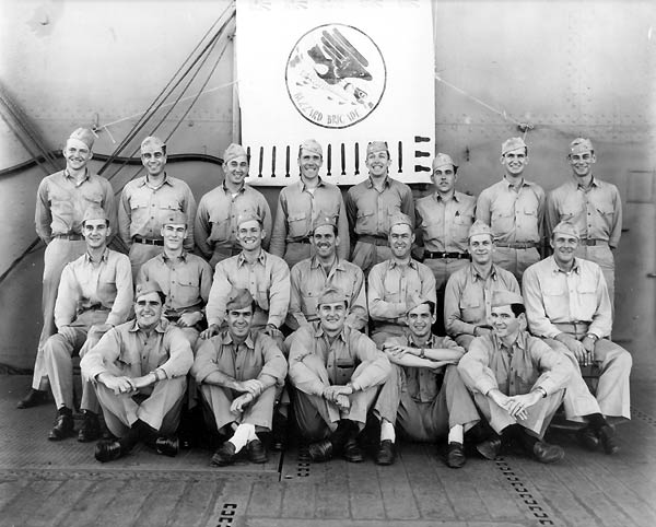 Torpedo Squadron Ten officers aboard Enterprise CV-6, November 1943, enroute to Pearl Harbor.