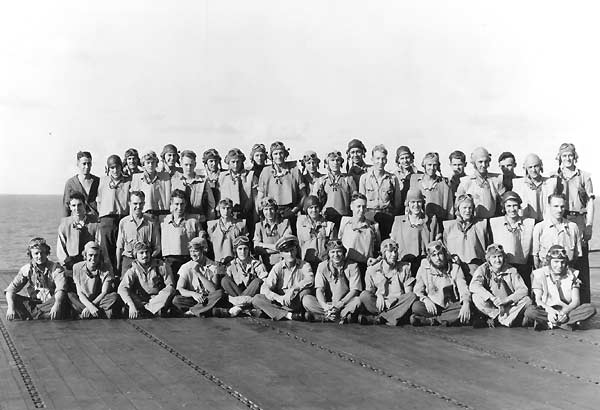 Enlisted men of VT-10 aboard Enterprise in February 1943.