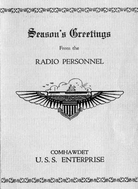 Cover of a pre-war greeting card from Enterprise CV-6's radio personnel.