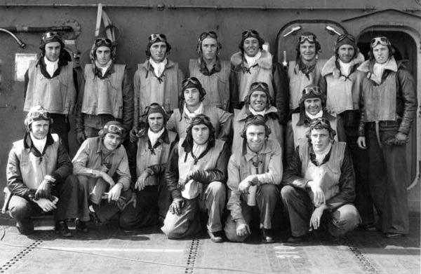 Enlisted men of Scouting Squadron Six, following the 1 February 1942 Marshall Islands Raid.