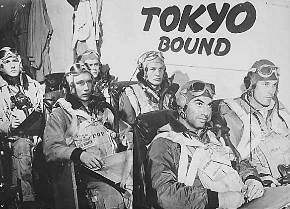 Pilots in a TF-58 ready room, during the February 1945 carrier raids against Tokyo, Japan.