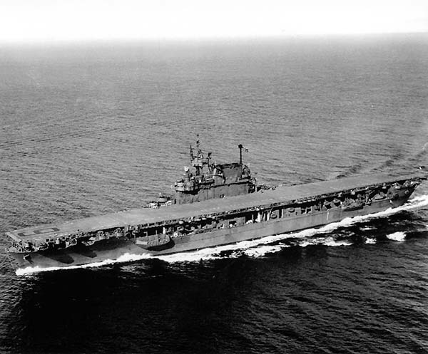 Enterprise CV-6 undergoing full power trials in Puget Sound, 4-5 September 1945.