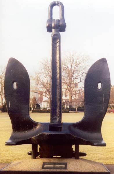 One of Enterprise CV-6's 15-foot tall anchors, on display in the Washington (DC) Navy Yard.