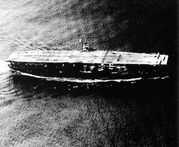 The Japanese aircraft carrier Akagi, underway in summer 1941.