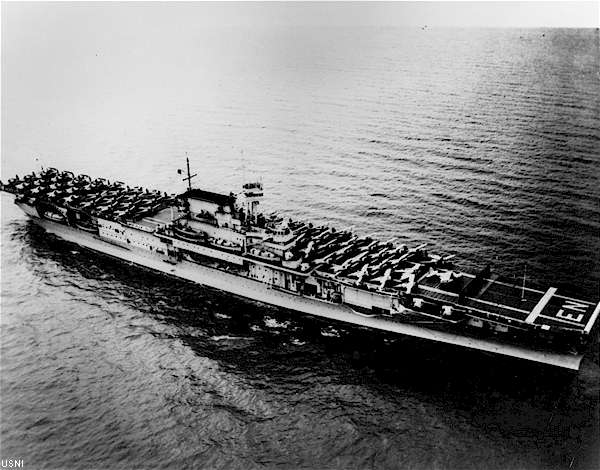 Enterprise CV-6 as seen from above her starboard bow, 12 April 1939.