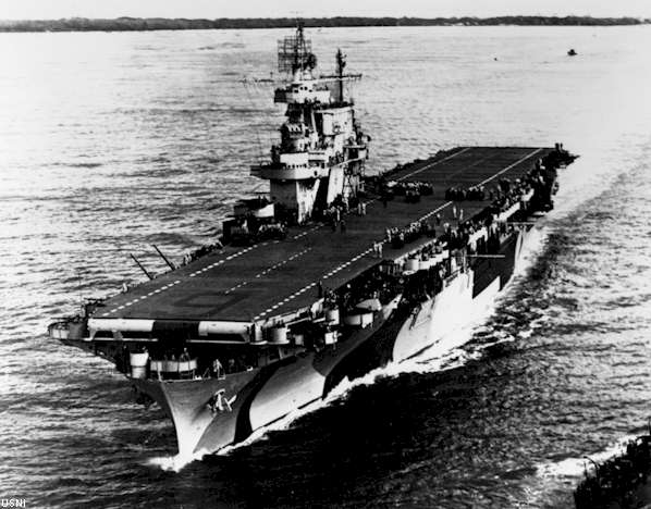 Enterprise CV-6 steaming off Hawaii, 4 August 1944.